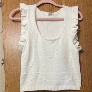 Ivory Knit Ruffle Sleeve Top